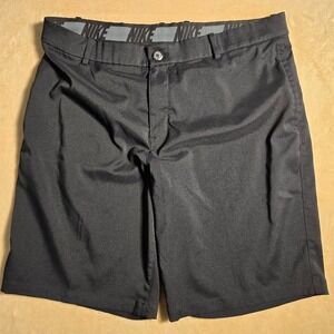 Nike Golf Mens Black Dri-FIT Flat Front Performance Shorts Size 36 Inseam 10 859